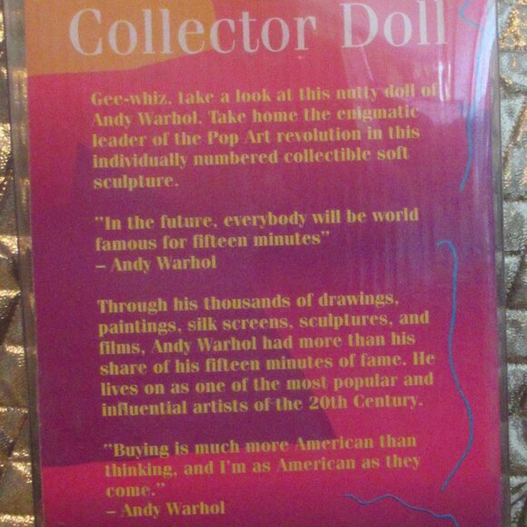 Andy Warhol collectable doll, Vintage 2000, Artist, Pop Art, Classic - Picture 4 of 12
